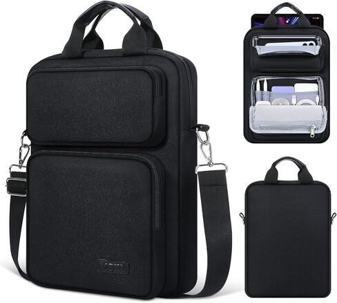 MoKo 13.3-14 inch Laptop Sleeve Bag for New 13-inch Mac Air/Pro M4, 14" Mac Pro M3/M2/M1, 13" MacAir M3/M2/M1, Carrying Case with Multi-Pockets & Removable Shoulder Strap, Black in Saudi Arabia
