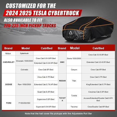 استبدال واقي البرد المتخصص لسيارة Tesla Cybertruck، غطاء حماية بطانيات حائل السيارة متعدد الطبقات مع وسادة إسفنجية EVA سميكة عالية الكثافة بسمك 5 مم وخطوط عاكسة (أسود) in Saudi Arabia