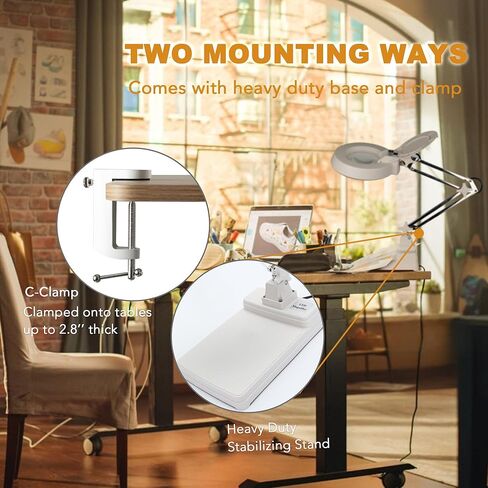 مصباح مكبر LED، مصباح مكتب مكبر 10X، 4200 لومن، عدسة زجاجية مكبرة 5 بوصة، مصابيح LED ساطعة 120 قطعة، ذراع مصباح من الفولاذ المقاوم للصدأ قابل للتعديل للقراءة، والحرف، والحياكة، ومنضدة عمل المكتب in Kuwait