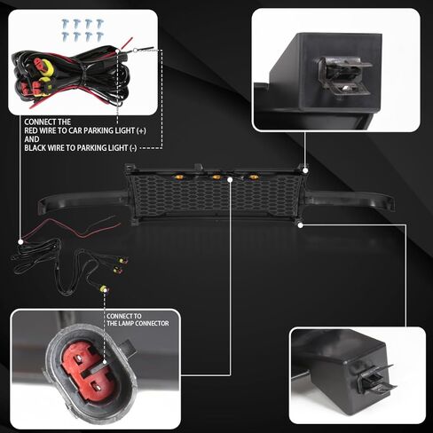 AUTOZENSATION Compatible with 1999-2002 Chevy Silverado 1500, Matte Black Mesh Grille w/LED Lamps in Saudi Arabia
