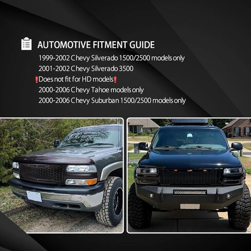 AUTOZENSATION Compatible with 1999-2002 Chevy Silverado 1500, Matte Black Mesh Grille w/LED Lamps in Saudi Arabia