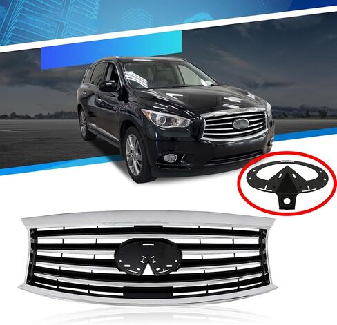 شبكة علوية للمصد الأمامي من PENSUN تناسب 2013 2014 2015 إنفينيتي JX35 QX60 شواء كروم (مع حامل كاميرا) in Saudi Arabia