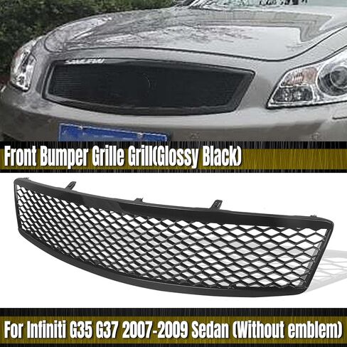 Front Grill Grille Mesh For Infiniti G G35 G37 2007 2008 2009 Sedan 4 Door Gloss Black in Kuwait