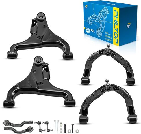 PHILTOP 8Pcs Front Upper + Lower Control Arms W/Ball Joint Fit for Nissan TITAN 2004-2015 Armada 2005-2015 Pathfinder Armada 2004 INFINITI QX56 2004-2010, 2 Sway Bar End Link, 2 Outer Tie Rod End in Kuwait