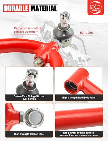 Front Upper & Lower A-Arms +3" Wider for 2003-2004 Suzuki LTZ400/ Kawasaki KFX400, Adjustable Camber & Toe, Extended Width Suspension Arms, Red Powder Coated Finish in Kuwait