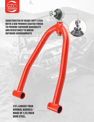 Front Upper & Lower A-Arms +3" Wider for 2003-2004 Suzuki LTZ400/ Kawasaki KFX400, Adjustable Camber & Toe, Extended Width Suspension Arms, Red Powder Coated Finish in Kuwait