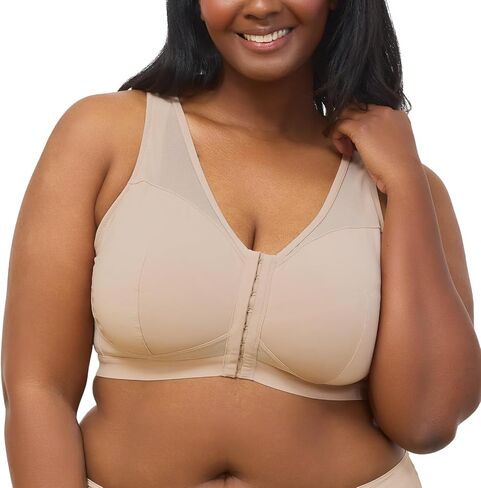 Leading Lady, Harper, Wireless Bra For Women, Front-Closure, Mesh Straps, Foam Cups, Full Coverage, Wide Band, 36A-52H in Saudi Arabia