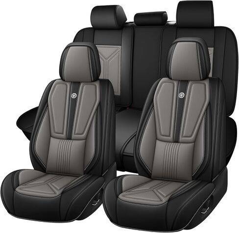 Arazi Fit for 98% of Acura Seat Covers, 360° Full Wrap Original Seat Cover, Waterproof Nappa Leather Seat Covers Seat Protector（5 Seats Standard, Black&Red Line） in Kuwait