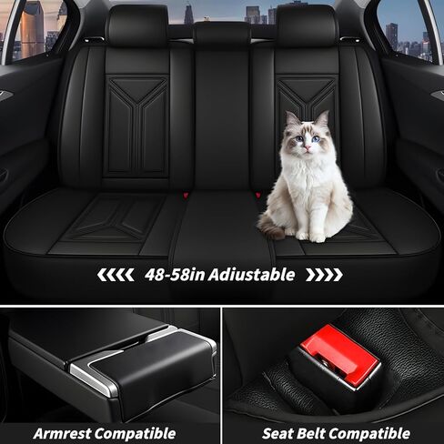Arazi Fit for 98% of Acura Seat Covers, 360° Full Wrap Original Seat Cover, Waterproof Nappa Leather Seat Covers Seat Protector（5 Seats Standard, Black&Red Line） in Saudi Arabia