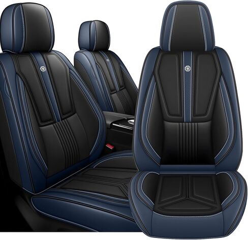 Arazi Fit for 98% of Acura Seat Covers, 360° Full Wrap Original Seat Cover, Waterproof Nappa Leather Seat Covers Seat Protector（5 Seats Standard, Black&Red Line） in Saudi Arabia