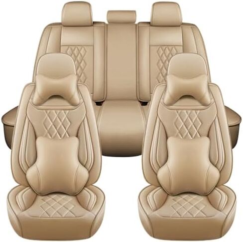 5 غطاء مقاعد لسيارة Ford Edge 2007-2024، أغطية مقاعد السيارة من جلد نابا، أغطية مقاعد السيارة الناعمة المقاومة للماء، واقي مقعد متوافق مع الوسادة الهوائية (أسود + أحمر فاخر) in Saudi Arabia