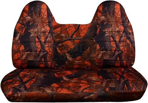 أغطية كاملة متوافقة مع أغطية مقاعد الشاحنة المموهة Ford F-150 F-250 F-350 1992-1998 (مقعد صلب أمامي/خلفي) مع مساند رأس منفصلة: Orange Tree F-Series F150 F250 F350 in Kuwait