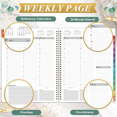 2025 Appointment Book/Planner - 2025 Daily Planner, 8'' x 10'', Weekly Appointment Book 2025, January - December 2025, Daily Planner 2025 with 30-Minute Interval in Kuwait