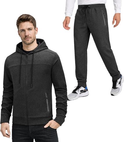 Mens 2 Piece Tracksuit Casual Sweatsuits Full Zip Track Suits Jogging Athletic Suit Sets in Kuwait