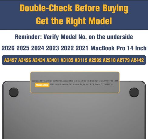 حافظة Fintie لجهاز MacBook Pro 14 بوصة A2992 A2918 A2779 A2442 (إصدار 2023 2022 2021)، حافظة رفيعة غير لامعة ممتازة لجهاز MacBook Pro 14 بوصة M3/M2/M1 Pro/Max مع معرف اللمس، Frost Midnight in Saudi Arabia