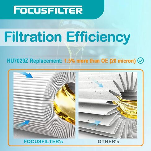 FOCUSFILTER HU7029z OEM Grade Oil Filter, Compatible with Audi Q5/A6/Q7/A6 Quattro/A5/S4/S5 3.0L V6, Porsche Cayenne 3.0L V6 2011–2018, Replaces HU722z, 06E115562A, 06E115562, 06E115466 in Saudi Arabia