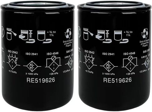 2PCS RE519626 Engine Oil Filter Compatible with JD 5055E 5065E 5075E 4120 4320 4520 4720 5045D 5055D 5103 313 315 317 318D 332D L60 R40 Plus W50 W70 3029 4024 5030 6068 B7306 P550758 in Saudi Arabia