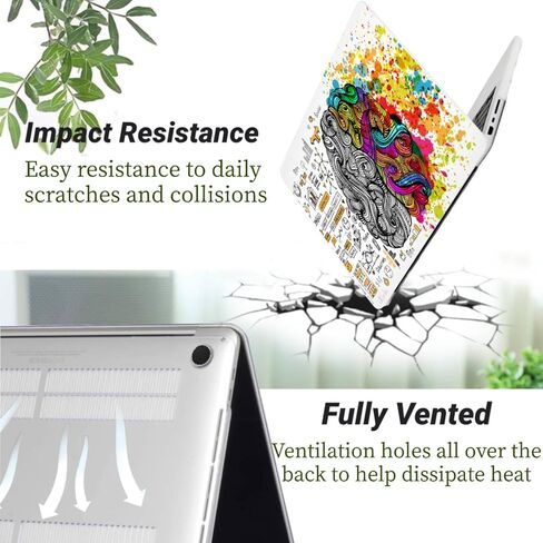 Laptop Shell Compatible with MacBook Air 13.6 inch 2025-2022 Model A2681 M2 A3113 M3 A3240 with Liquid Retina Display & Touch ID, Graphic Plastic Hard Case & Keyboard Cover, Colorful Brain in Kuwait