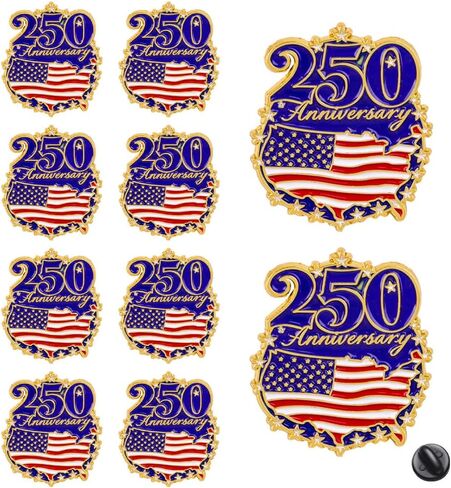 1 قطعة/10 قطعة USA 250th الذكرى التذكارية المينا دبوس 1776-2026 الوطنية التلبيب دبابيس لعيد الاستقلال يوم المحاربين القدامى in Kuwait