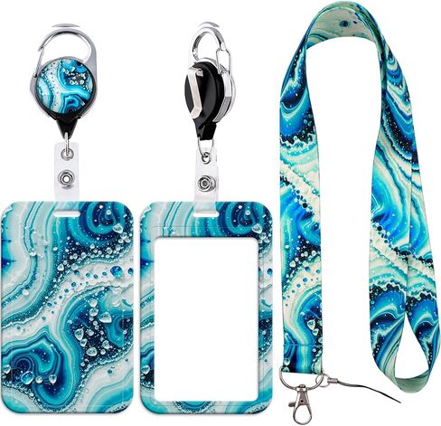 Cute Lanyard Badge Holder Galaxy Fox Retractable Reel Clip for Women Girls Lanyards for ID Badges Keychain Keys Nature Forest in Kuwait