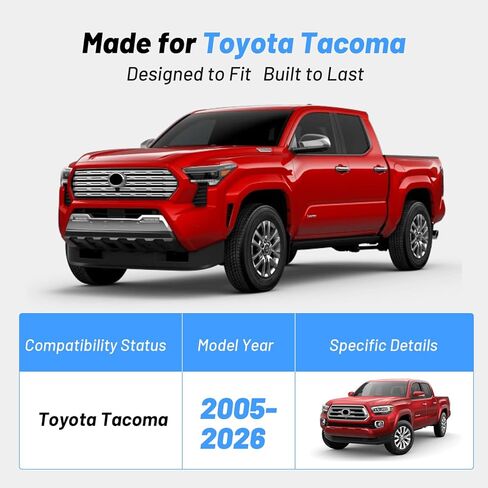 موسع سرير الشاحنة مناسب لسيارة Toyota Tacoma 2005-2026، موسع الباب الخلفي من الألومنيوم قابل للتعديل، تصميم قلاب 180 درجة، سبيكة شديدة التحمل، ملحق تخزين مثبت على المثقاب للشحنات الطويلة in Kuwait