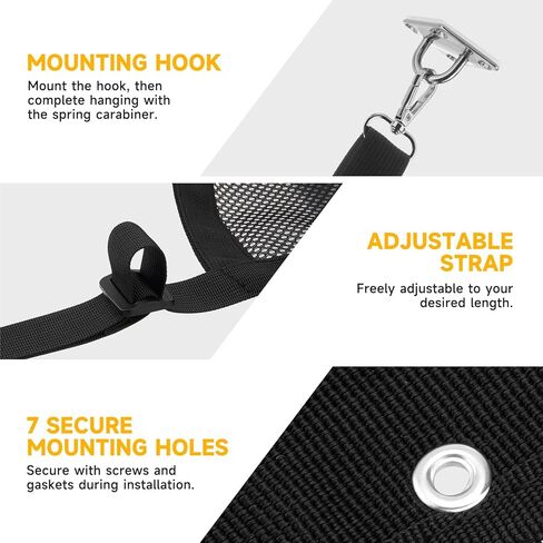 شبكة أمان للسرير بطابقين مقاس 46 بوصة × 18 بوصة - شبكة بوليستر عالية الكثافة مع أجزاء صلبة، أشرطة قابلة للتعديل مقاس 17.3 بوصة - 31.5 بوصة، متوافقة مع العربة، منزل متنقل، مقطورة، العجلة الخامسة، الفئة C in Kuwait