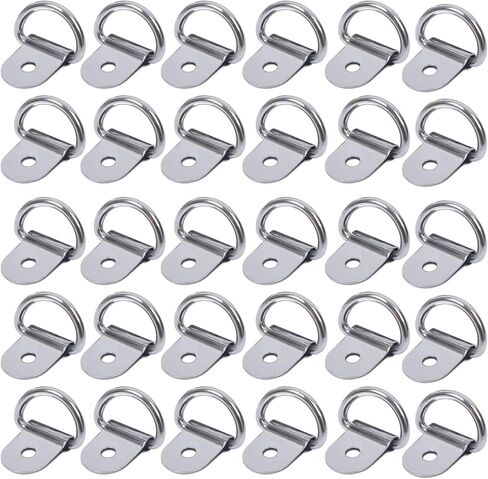 30 Pack Small D-Ring Tie Downs, Small Tie Down Anchor, Stainless Steel D Rings Anchor Lashing for Loads on Case Truck Cargo Trailers RV Boats (Silver (Stainless Steel)) in Saudi Arabia