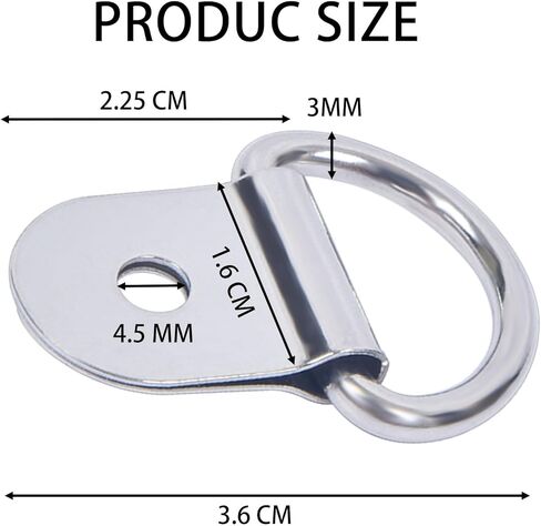 30 Pack Small D-Ring Tie Downs, Small Tie Down Anchor, Stainless Steel D Rings Anchor Lashing for Loads on Case Truck Cargo Trailers RV Boats (Silver (Stainless Steel)) in Saudi Arabia