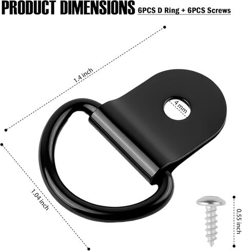 6PCS Upgraded D Ring Tie Down Anchor Kit with Screws,Stainless Steel Trailer Tie Down Anchor for Securing Cargo Nets,Anti-Rust Truck Bed Ties Downs Anchors Car Accessories in Saudi Arabia