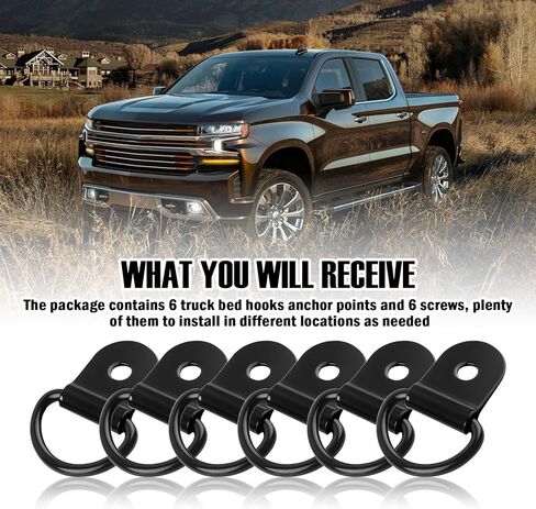 6PCS Upgraded D Ring Tie Down Anchor Kit with Screws,Stainless Steel Trailer Tie Down Anchor for Securing Cargo Nets,Anti-Rust Truck Bed Ties Downs Anchors Car Accessories in Saudi Arabia