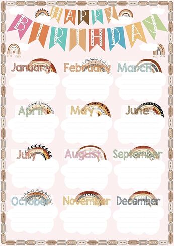 YIYDONG Happy Birthday Poster Chart for Classroom Decorations Birthday Chart Calendars Class Birthday Bulletin Board Decorations Posters for Back to School Teaching Supplies 16 * 24 in Kuwait