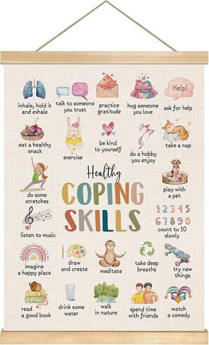Feelings Chart Wall Banner,18.5x14inch Emotional Regulation and Social Emotional Learning Poster for Classroom, Therapy Office,Kids Room Decor,Educational Canvas Hanging Art, Mental Health Wall Decor Gift(Colorful-Feelings) in Kuwait