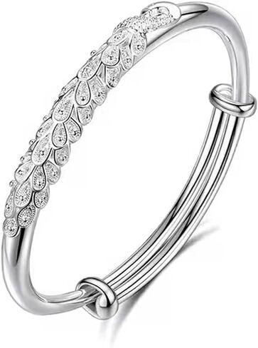 Adjustable Peacock Sterling Silver/Gold Plated Bangle for Women - Dainty Simple Elegant Jewelry Gift for Birthday, Anniversary, Mother's Day & Valentine's Day in Saudi Arabia