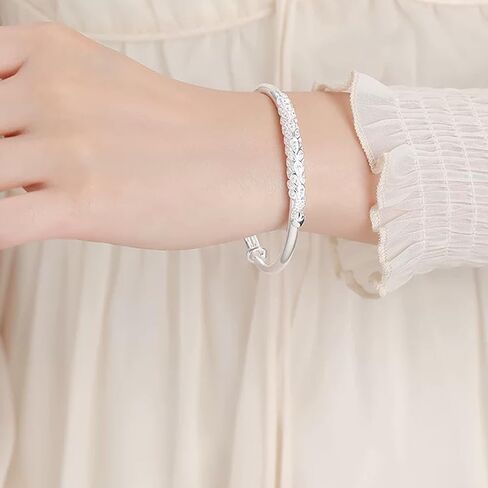 Adjustable Peacock Sterling Silver/Gold Plated Bangle for Women - Dainty Simple Elegant Jewelry Gift for Birthday, Anniversary, Mother's Day & Valentine's Day in Saudi Arabia