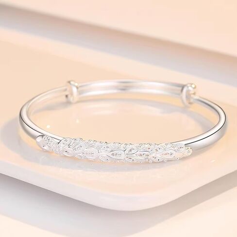 Adjustable Peacock Sterling Silver/Gold Plated Bangle for Women - Dainty Simple Elegant Jewelry Gift for Birthday, Anniversary, Mother's Day & Valentine's Day in Saudi Arabia