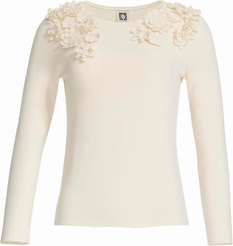 Anne Klein Women's Long Sleeve Floral Embellished Top in Saudi Arabia