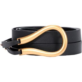 حزام مشد نحيف بإبزيم ذهبي للنساء، حزام خصر من جلد البولي يوريثان مزدوج in Kuwait