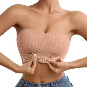 Strapless Bra for Women Bandeau Lace Tube Top Wireless Seamless Padded Bralette No Slip Stretchy Bandeau Bra in Kuwait