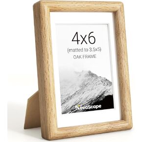11x14 Picture Frame, Natural Solid Oak Wood, Displays 8x10 with Mat or 11x14 Without Mat, Tempered Real Glass, Rounded Corner Wooden Photo Frames for Wall Mounting in Saudi Arabia
