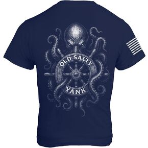 Old Salty Yank - US Flag Military Patriot Gym American Warrior 1776 Octopus Sailing Ship Crew Tee Unisex T-Shirt in Saudi Arabia