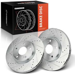 A-Premium 11.53 inch (293mm) Front Drilled and Slotted Disc Brake Rotors Compatible with Select Honda Models - Accord 2013/2016-2017, HR-V HRV 2016-2022, 3.5L 1.8L, 2-PC Set in Kuwait