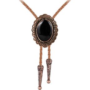 Jeilwiy Bolo Tie for Men Real Stone Westwern Cowboy Ties Silver Bolos Women Leather Necktie Gift for Birthday Christmas in Kuwait