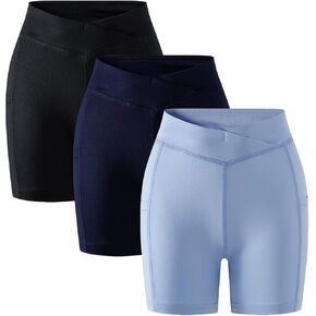 SOBOWO Girls Athletic Shorts Kids Volleyball V Cross High Waist Bikers Dance Yoga Gym Running Cheer Shorts with Pockets 5-14Y in Kuwait