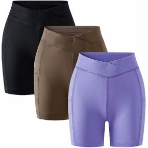 SOBOWO Girls Athletic Shorts Kids Volleyball V Cross High Waist Bikers Dance Yoga Gym Running Cheer Shorts with Pockets 5-14Y in Saudi Arabia