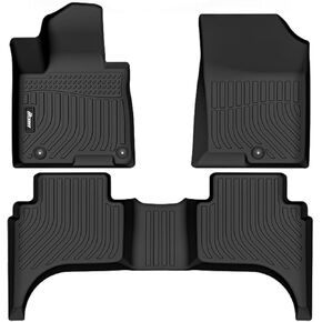 IKON MOTORSPORTS 3D TPE Floor Mats, Compatible with 2022-2025 Hyundai Santa Cruz, All Weather Waterproof Anti-Slip Floor Liners, Front & 2nd Row Full Set Car Interior Accessories, Black in Kuwait
