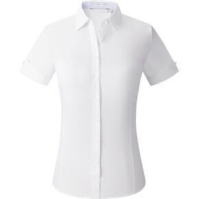 Esabel.C Women's Button Down Shirts Regular Fit Short Sleeve Stretch Wrinkle Free Solid Work Office Blouse in Kuwait