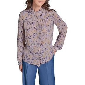 BCBG Women's Long Sleeve Printed Mock Neck Shirt in Kuwait