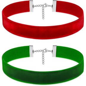 2 قطعة قلادة مخملية حمراء عتيقة وقلادة مخملية خضراء قلادة قوطي قابلة للتعديل طوق الهالوين عيد الميلاد هدية للنساء in Kuwait