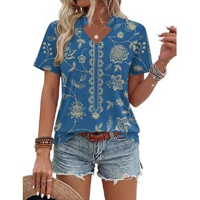 قمصان Kistore النسائية الصيفية بأكمام قصيرة ورقبة على شكل حرف V، قمصان كاجوال لقضاء العطلات على الشاطئ، بلوزات عمل أنيقة in Kuwait