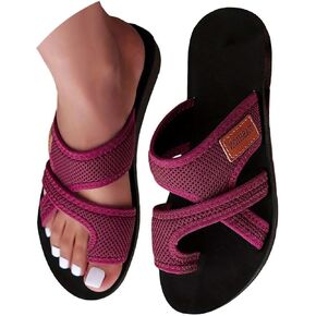 صنادل لتقويم العظام للنساء، أحذية منزلق شبكية مجوفة مع دعم للقوس، شباشب مريحة للشاطئ مسطحة عند أصابع القدم in Kuwait